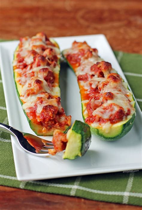 Italian Sausage Stuffed Zucchini Emily Bites