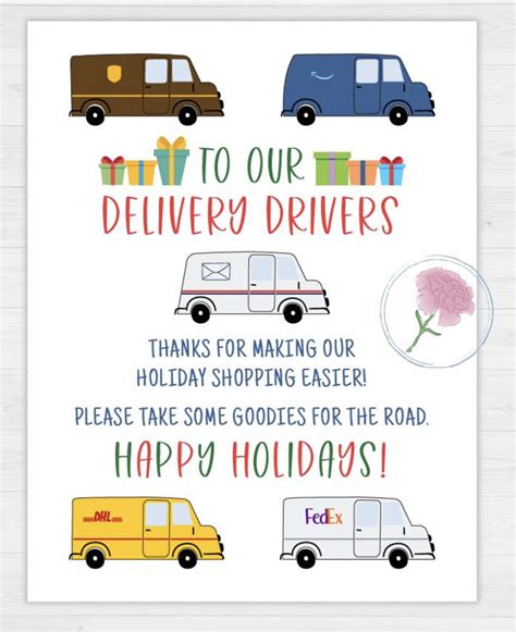 Happy Holidays Printable 8 5x11 Delivery Driver Appreciation Sign