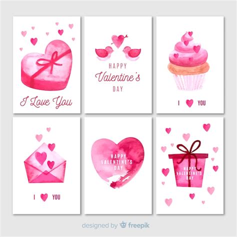 Free Vector | Collection of watercolor valentine cards