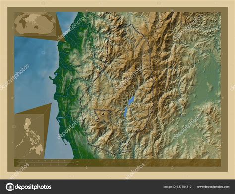 Benguet Province Philippines Colored Elevation Map Lakes Rivers Corner ...