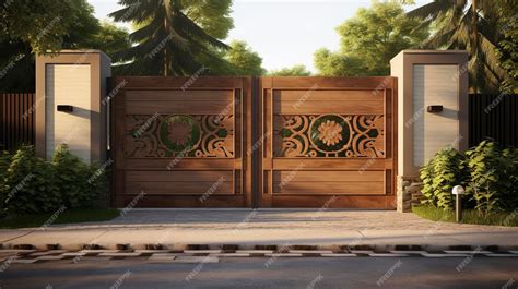 Premium AI Image | Modern wooden gate design ideas are more elegant and ...