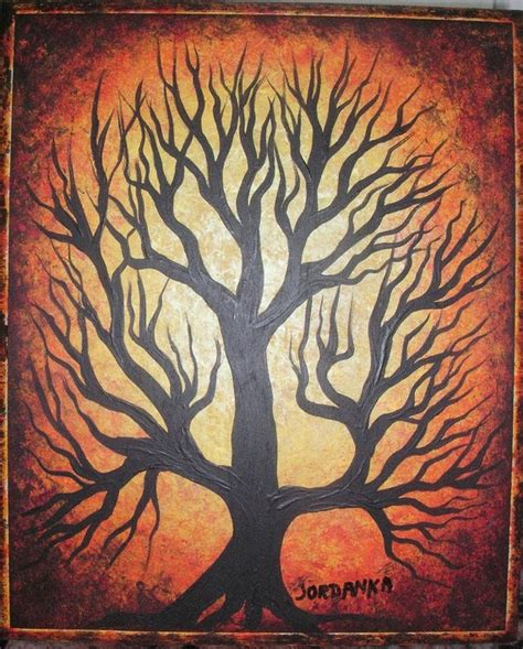 Art Oak tree Original acrylic painting on wood board by