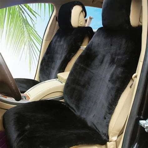 Black Fur Car Seat Covers Seat Covers Car Sheepskin Fur Seats Sets