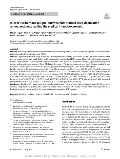 Isleepfirst Burnout Fatigue And Wearable Tracked Sleep Deprivation