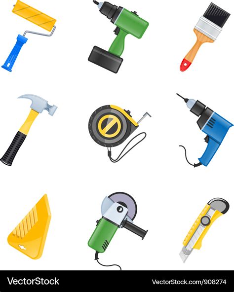 Building Tool Icon Set Royalty Free Vector Image