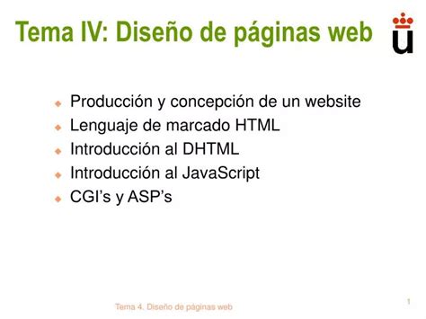 Ppt Tema Iv Dise O De P Ginas Web Powerpoint Presentation Free