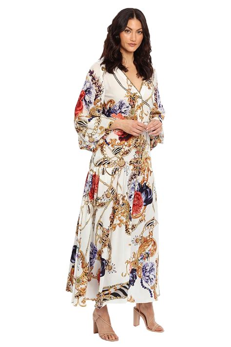 Hire Printed Blouson Midi Dress In Reign Supreme Camilla Glamcorner