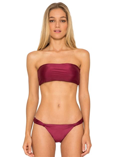 Burgundy Macrame Back Bandeau Bikini Macrame Bandeau Adjustable Burgundy