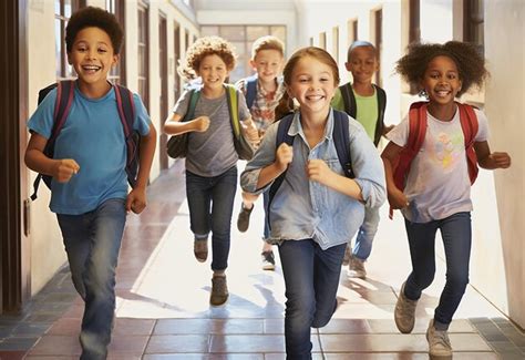 Premium AI Image | Photo portrait of children running at the school