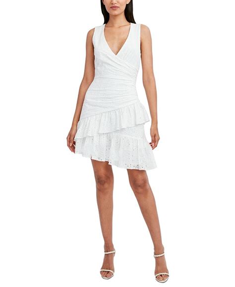 Bcbgmaxazria Ruffled V Neck Dress Macys