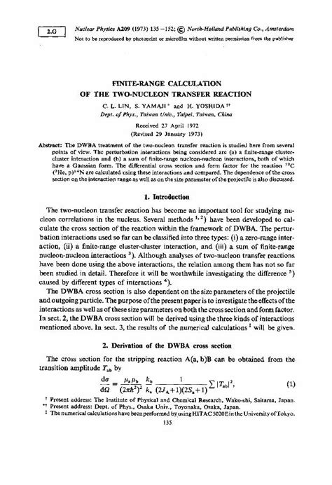 Pdf Finite Range Calculation Of The Two Nucleon Transfer Reaction