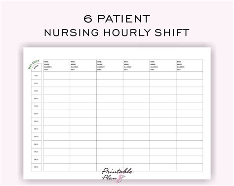 Nurse Hourly To Do Planner 6 Patient Medication Nursing Etsy