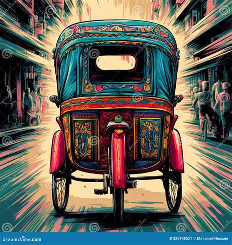 Colorful Rickshaw Backside Illustration Bangladeshi Rickshaw Art Tri