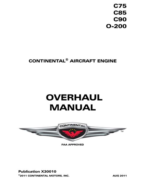 Continental C75 C85 C90 O 200 Overhaul Manual Aug 2011