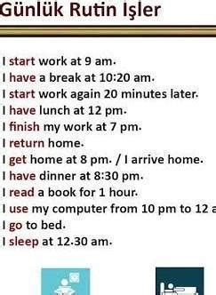 İngilizce günlük rutin programı Eodev