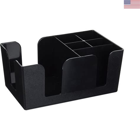 6 Compartment Bar Caddy Black Plastic Dishwasher Safe 95 X 575