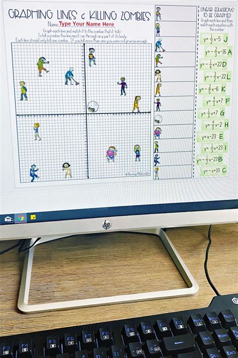 Graphing Lines And Killing Zombies Graphing In Slope Intercept Form Activity Zombie Slope