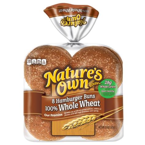 Nature S Own 100 Whole Wheat Hamburger Buns Sandwich Buns 8 Count