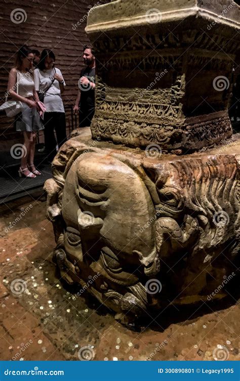 Medusa Columns Base Inside Basilica Cistern Editorial Image