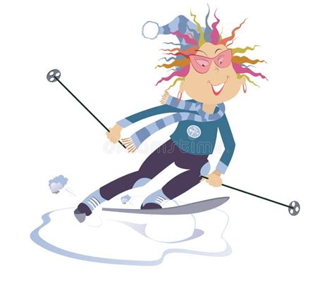 Downhill Skier Woman Illustration Stock Vector Illustration Of