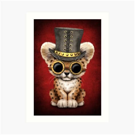 Steampunk Baby Leopard Cub Art Print For Sale By Jeffbartels Redbubble