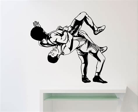 Wrestling Wall Sticker Sports Wrestler Vinyl Decal Home