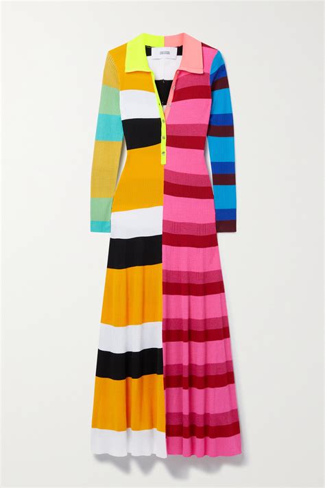 Christopher John Rogers Colorblock Ribbed Polo Dress In Pink Modesens