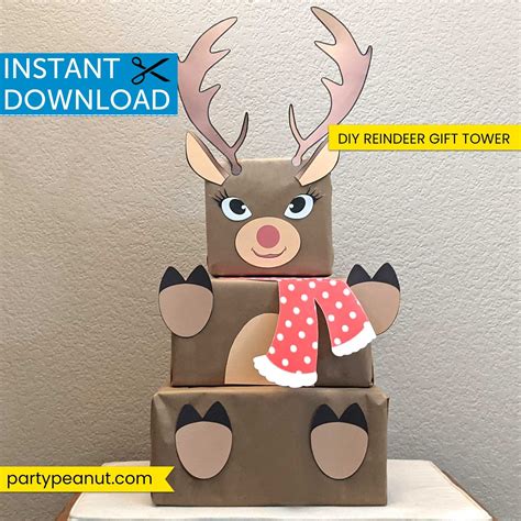 Reindeer Gift Tower Reindeer Gift Wrap Stackable Christmas Gift Box