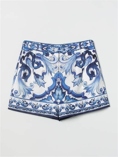 Dolce Gabbana Shorts With Majolica Print White Dolce Gabbana