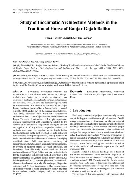 Pdf Study Of Bioclimatic Architecture Methods In The Traditional