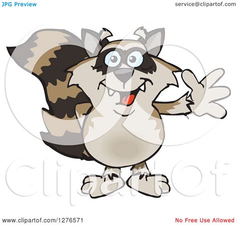 Clipart of a Happy Raccoon Waving - Royalty Free Vector Illustration by ...