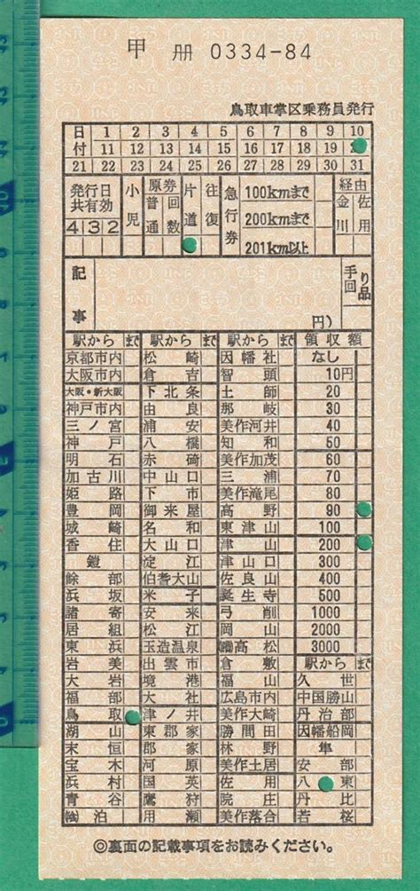 Yahooオークション 鉄道軟券切符143 車内乗車券 鳥取車掌区乗務員