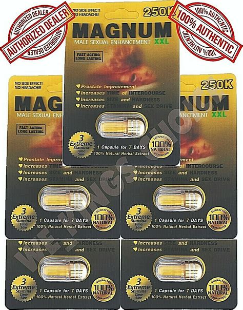 5 X Magnum 250k Gold Male Sexual Enhancement 100 Authentic Stamina