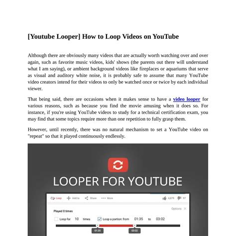 Youtube Looper How To Loop Videos On Youtube Pdf Docdroid