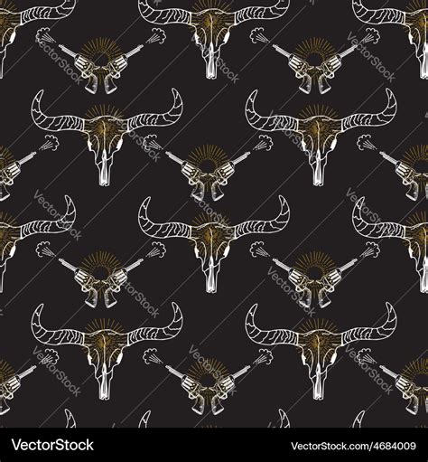 Seamless pattern background longhorn skull and Vector Image