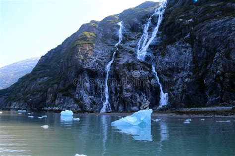 Waterfall in the Tracy Arm Fjord in the Boundary Ranges of Alaska ...