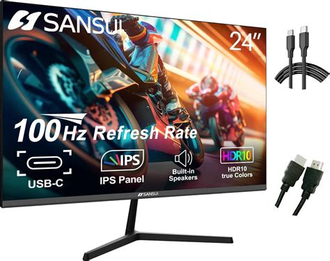 SANSUI Monitor 24 Inch 100Hz IPS USB Type C 1080P Computer Monitor