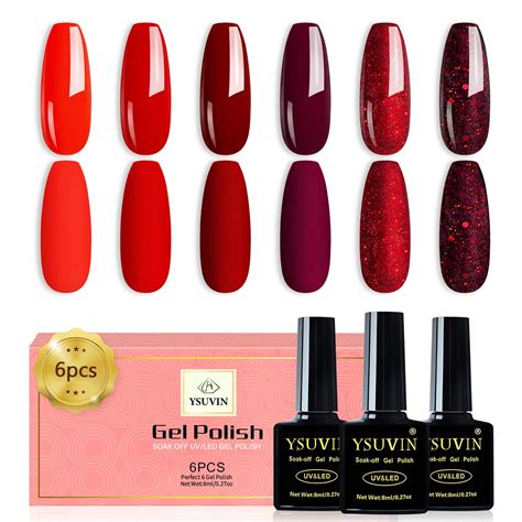 Ysuvin Uv Nagellack Rot St Ck Rot Wein Burgunderrot Glitzer Gel