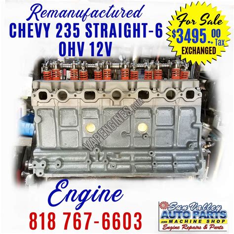 Remanufactured Chevy 235 Engine Sale Engine Builder Auto Machine Shop In Los Angeles