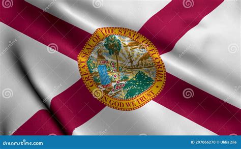 Florida State Flag Waving Fabric Satin Texture National Flag Of