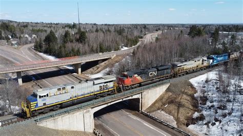 Nice Aerial View Awesome Lashup On Manifest Train CN 305 At Berry