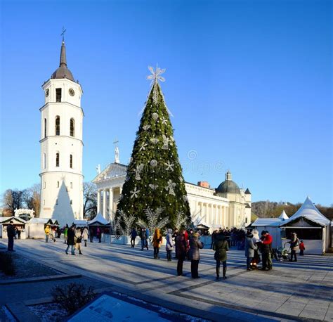 Vilnius City Capital Of Lithuania Cathedral Place View Editorial