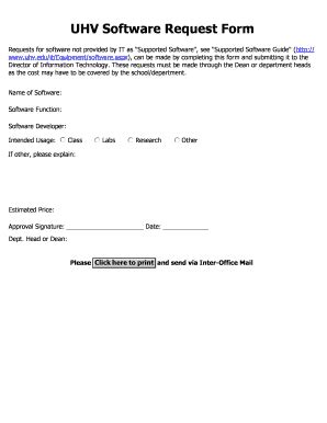 Fillable Online Uhv Uhv Software Request Form Fax Email Print Pdffiller