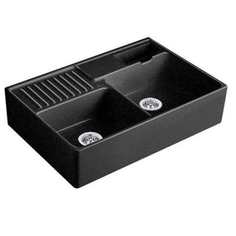 Evier 2 cuves timbre d office Tradition Villeroy et Boch Noir chiné