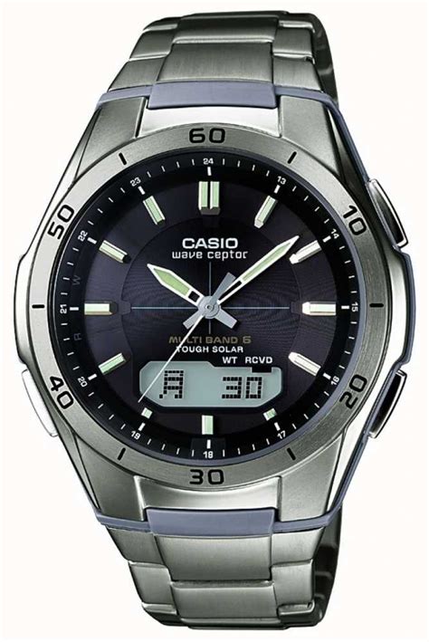 Casio Men S Wave Ceptor Black Dial Titanium Watch Wva M Td Aer