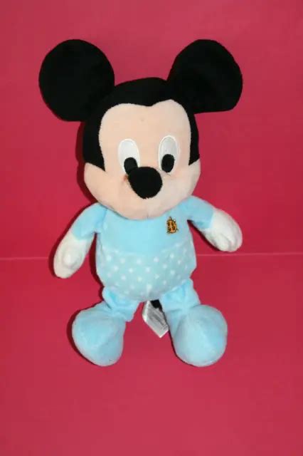 Disney Nicotoy Doudou Peluche Mickey Bleu Coccinelle Brode Pois Etat