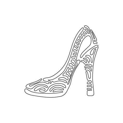 Continuous One Line Drawing Women Shoes Icon Lady High Heels Shoe Outline Fashion Footwear