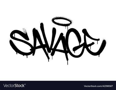 Sprayed savage font graffiti with overspray Vector Image