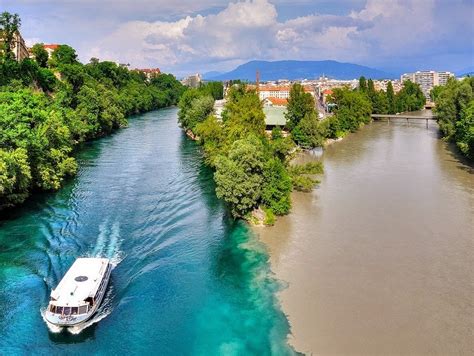 Confluence Of Rhone And Arve Rivers Geneva Switzerland