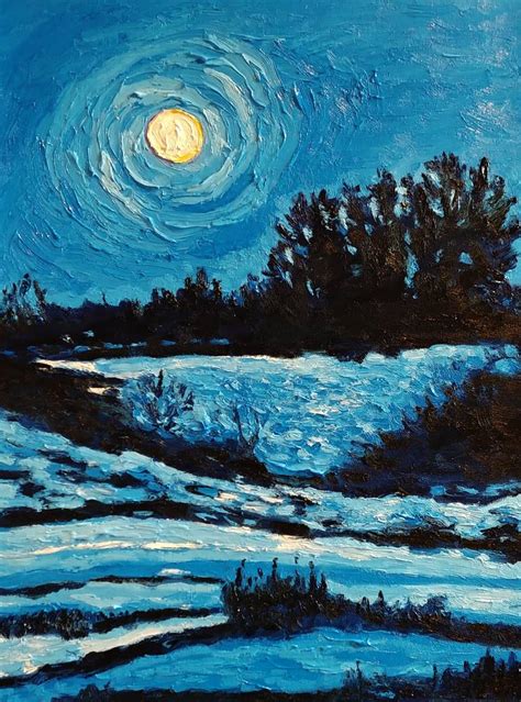 Winter Moon Painting by Susan Ross | Saatchi Art